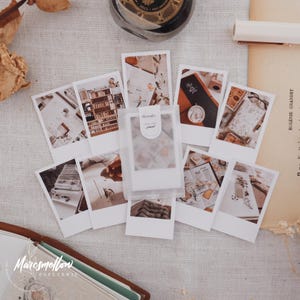 Journaling themed photo cards ephemeras, aesthetic images on white matte cardstock