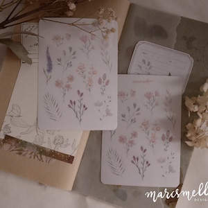 Watercolor flowers sticker sheet in transparent image 1