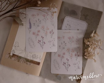 Watercolor flowers sticker sheet - in transparent