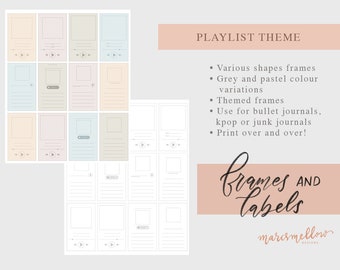 Song and Playlist Themed Frames - Minimalist and Cute pastel Aesthetic memo pad ephemera