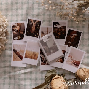 Cartes photo éphémères sur le thème Cottagecore, images esthétiques sur du papier cartonné blanc mat