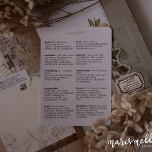 Liebstes Wörterbuch Aufkleber Blatt - für Journaling, Planer oder Bullet Journals