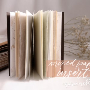Forest brown paper insert/refill for traveler's notebook standard, passport & A6 junk journal; floral, fibre, handmade, vellum; handstitched