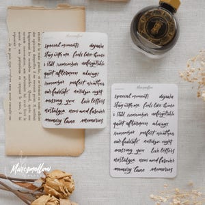 Hoja de pegatinas con letras Memories (transparente)