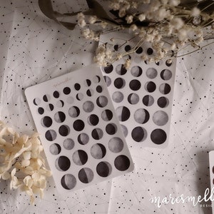 Moon phases sticker sheet - in transparent and white matte