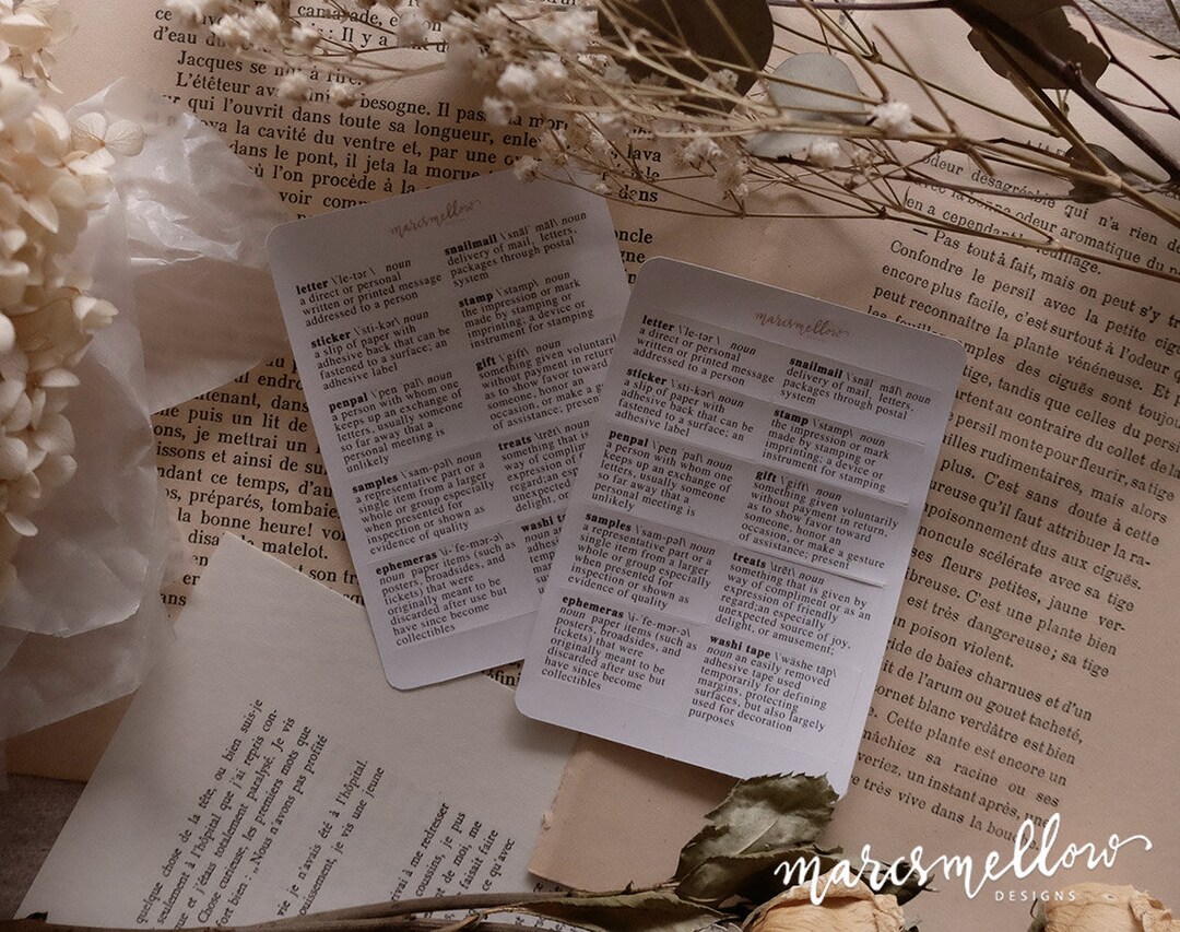 Penpal Dictionary Definition Sticker Sheet for Journaling, Planner or