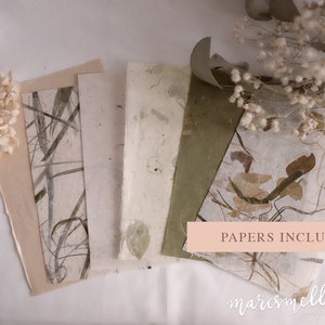 Meadow cottagecore traveler's notebook insert for scrapbooking, collage journaling, junk journal floral, fibre, handmade, kraft, vellum image 2