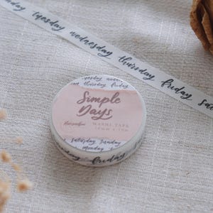 Simple days washi tape for bullet journaling and planning; 10mm width