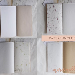 Soft mixed paper insert/refill for traveler's notebook standard, passport, a5, a6 junk journal kraft, vellum, handmade paper handstitched image 5