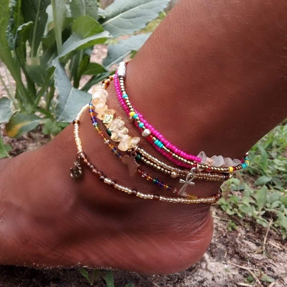 Beaded Anklet Set Etsy