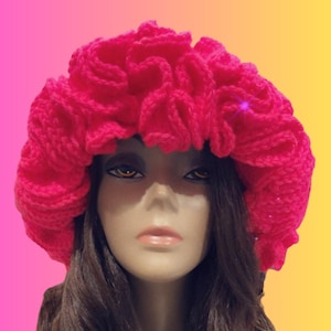 Full Ruffle Hat, Crochet Ruffle Hat, Knitted Ruffle Hat