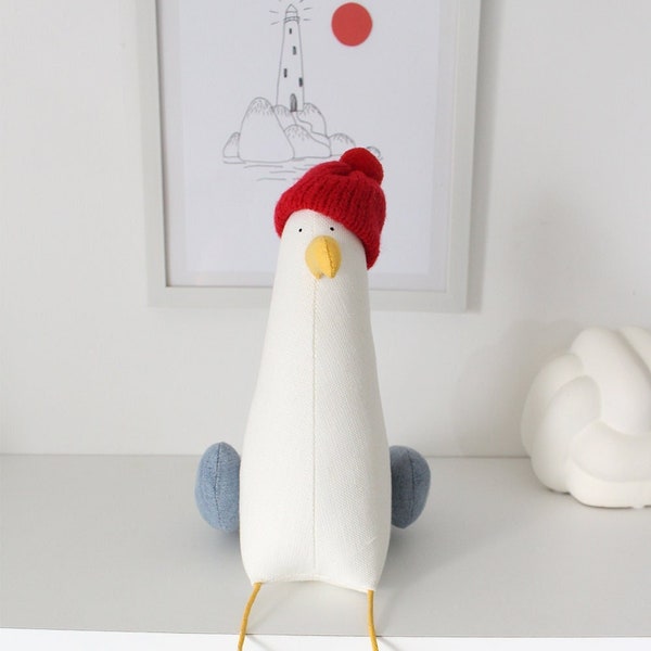 Möwe Emma, Weihnachtsgeschenk, Möwe mit Hut, Sammlerspielzeug, nautisches Dekor, Möwenmine, Möwenspielzeug, Seevogel, Möve