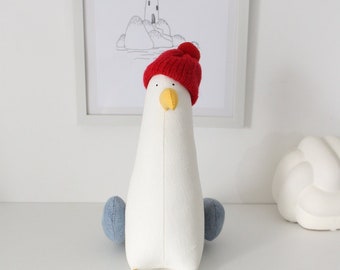 Seagull Emma, Christmas gift, Seagull with hat, Collectible toy, Nautical decor, Seagull Mine, Seagull Toy, Sea Bird, Möve