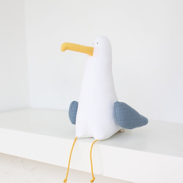 Seagull Emma, Collectible toy, Nautical decor, Seagull Mine, Seagull Toy, Sea Bird, Handmade Toy, Soft Toy, Möve, DECORNERHOME