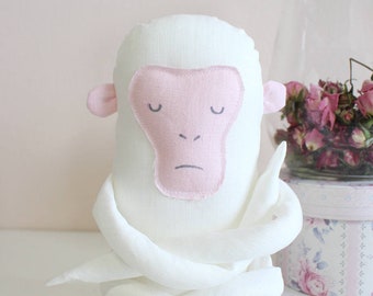 Yoga Monkey Yumiko, Yoga gifts, White Monkey collectible toy, Meditation Monkey, Japanese Macaque, Yogi, Snow Monkey,  DECORNER HOME