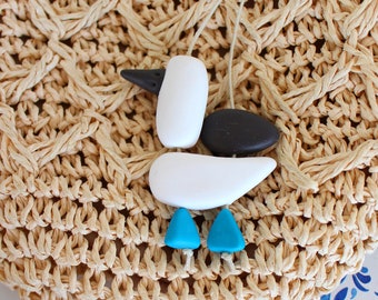 Booby necklace, Booby jewelry, Seaside Jewellery, Sea Bird Necklace, Polymer Clay Booby, Modern jewelry, Clay Marine necklace