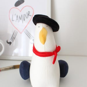 Seagull Emma, Seagull with Beret hat, Collectible toy, Nautical decor, Seagull Mine, Seagull Toy, Sea Bird, Soft Toy, Möve, DECORNERHOME