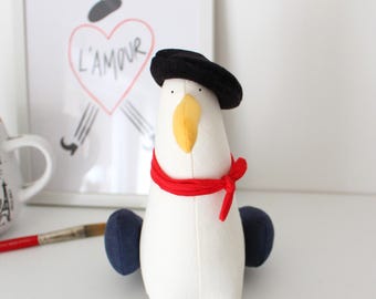 Seagull Emma, Seagull with Beret hat, Collectible toy, Nautical decor, Seagull Mine, Seagull Toy, Sea Bird, Soft Toy, Möve, DECORNERHOME