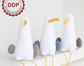 Trio seagulls, Nautical decor, Set of three seagulls, Lot seagulls, Sea Bird, Handmade Toy, Seagull Toy, Möve, DECORNERHOME
