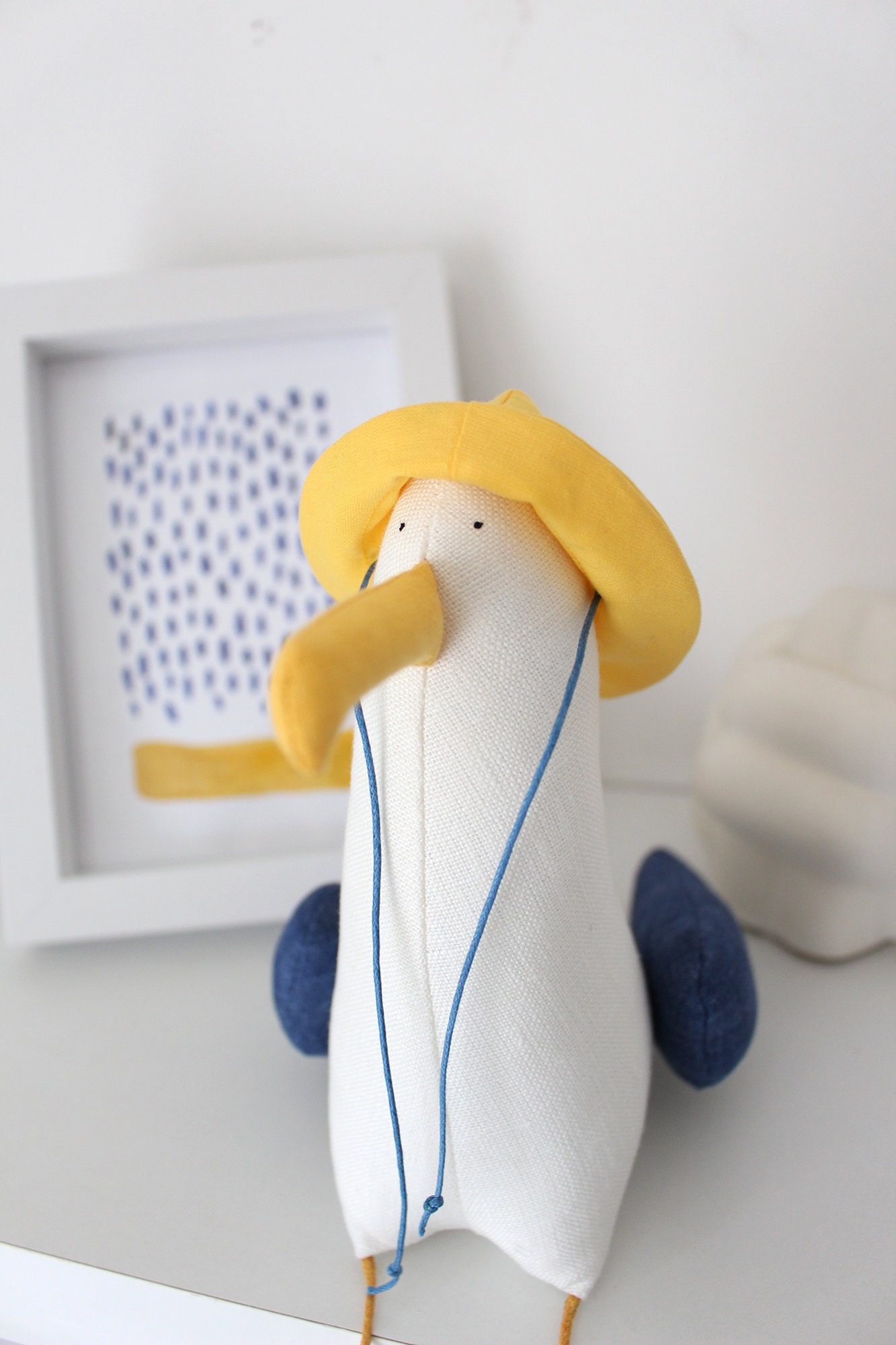 Seagull Peter with Yellow Rain Hat, Collectible toy, Seagull Mine, Seagull Toy, Sea Bird, Soft Toy, Möve Regenhut, DECORNERHOME
