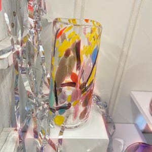 Tall Confetti Drinking Glass, Made to order, made in Canada, Glass Art, handmade, glassblowing, tumbler, cup