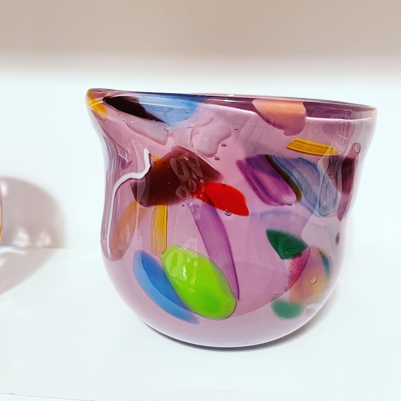 Funky Purple bowl GLASS ART handblown glass