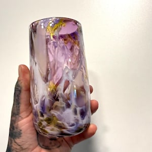Purple Drinking Glass, made in Canada, Glass Art, handmade, glassblowing, tumbler, cup