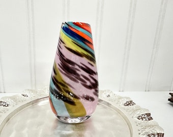 Glass Art, glassblowing, Abstract Flattened Vase, handmade, handmade, home decor