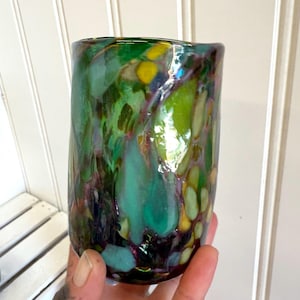 Green Dragon Drinking Glass, made in Canada, Glass Art, handmade, glassblowing, tumbler, cup