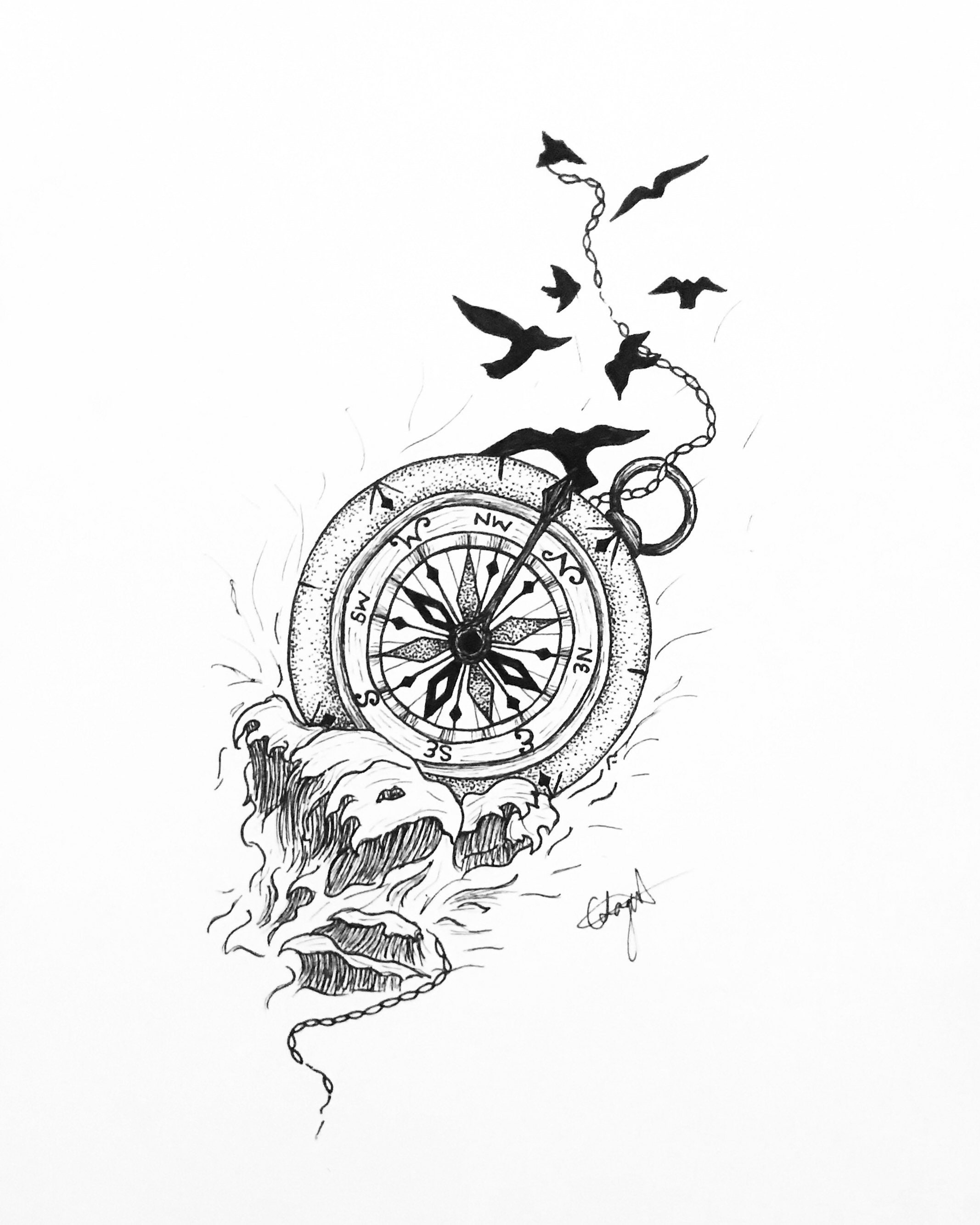 Compass Wall Art/tattoo Design. - Etsy Compass Wall Art/tattoo Design. - Etsy