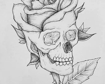 Rose Skull Illustration