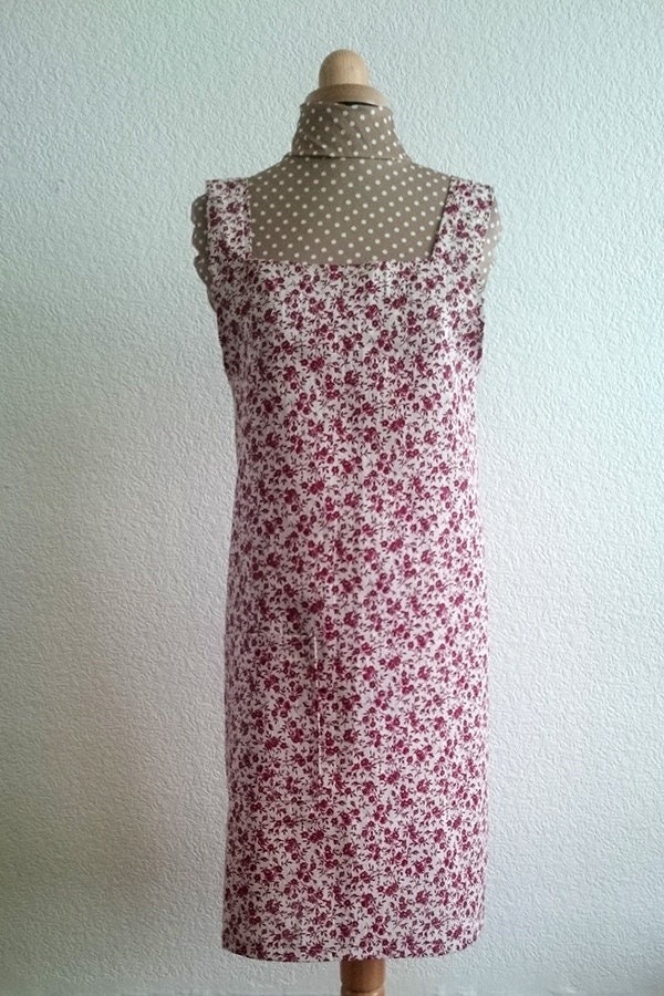 Tablier Japonais Sandra en Lin Naturel à Motifs Fleuris