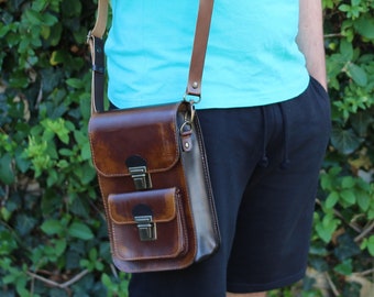 Brown Messenger Bag / Light Brown Shoulder Bag / Leather