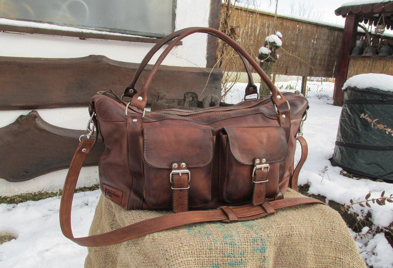 Handmade Leather Travel Bag / Matte Leather Duffle Bag / Etsy