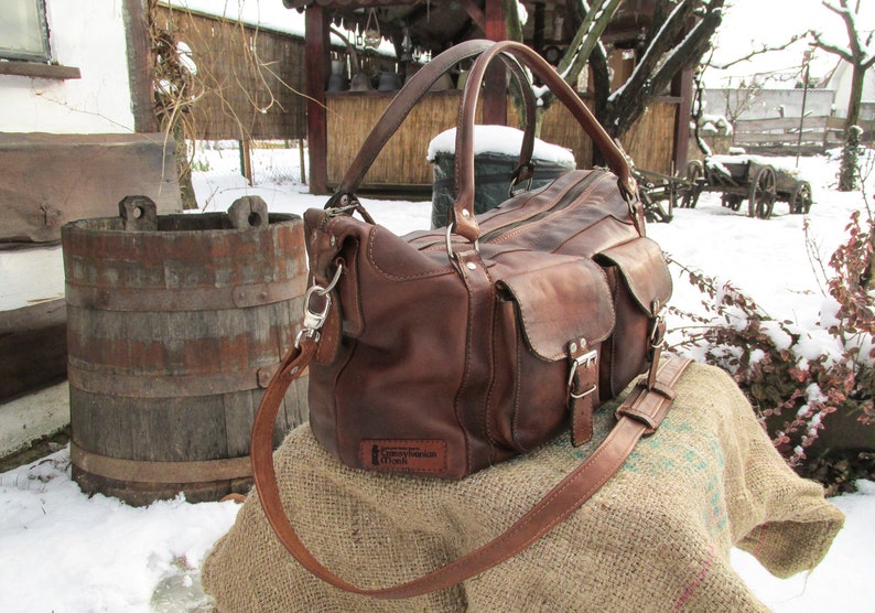 Handmade Leather Travel Bag / Matte Leather Duffle Bag / Etsy