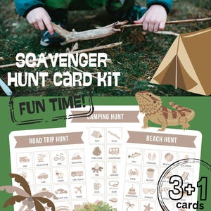Nature, chasse au trésor, camping en plein air, jeu d'activités pour enfants, lot de 4 cartes (B) téléchargement immédiat au format PDF imprimable Aussie Beach Camp Trip Adventure