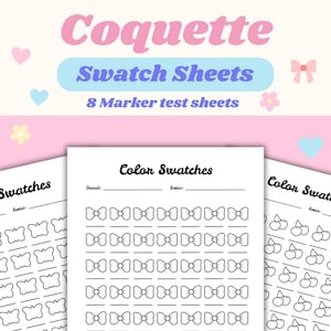 Color Swatch Chart, Color Swatch Sheet, Alcohol Markers, Fun Coquette Color Swatch PDF, Printable Marker Test Sheet