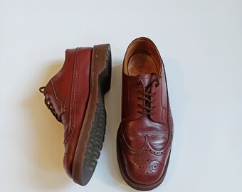 dr martens 3989 cherry leather stacked brogues