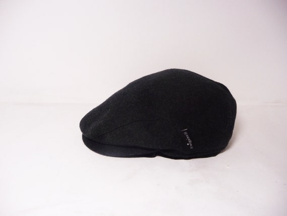 mens black wool flat cap