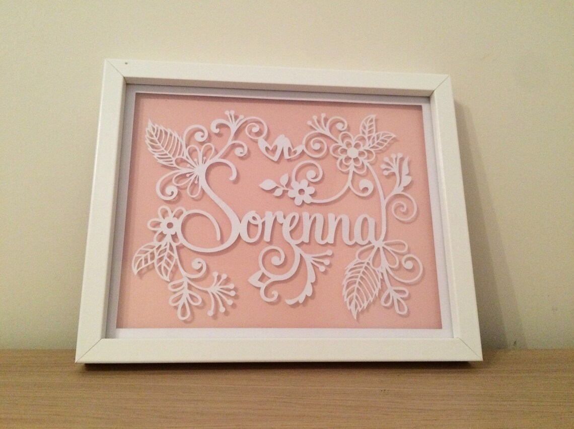 Personalised Framed Name Paper Cutout Art Etsy