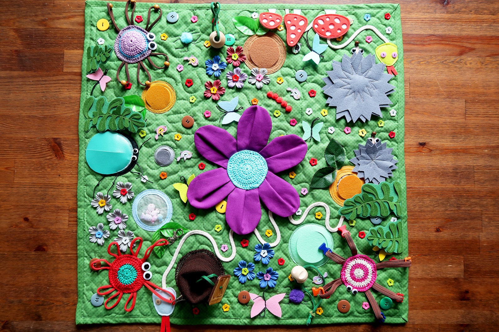 Baby sensory mat Play mat Kids rug Flower Baby activity Etsy