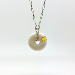 Real antler donut pendant, donut pendant from elk antler and amber
