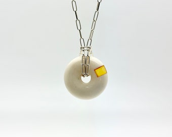 Real antler donut pendant, donut pendant from elk antler and amber