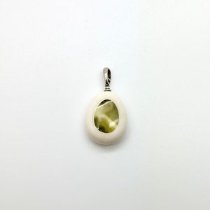 Real antler and Baltic amber pendant, elk antler and silver pendant, drop shaped pendant