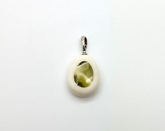Real antler and Baltic amber pendant, elk antler and silver pendant, drop shaped pendant