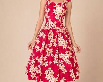 Vestido con estampado floral estilo años 50 de Royal Hawaiian Creations.