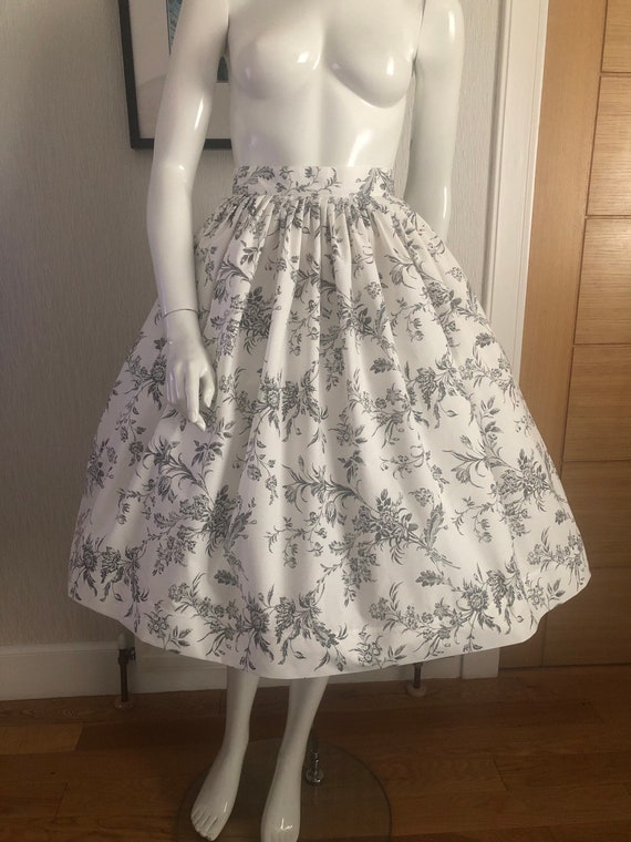 REDUCED Handmade 1950s Style Novelty Floral Baroque Print Full