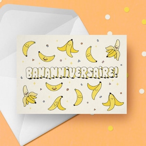 Bananiversaire carte en francais | carte rigolote bananes | carte d'anniversaire drole blague un an de plus banane et fruits