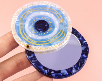 Kem GÖZ Evil eye pocket mirror - Turkish blue eye good luck mirror - Modern gift - gift for her lucky charm