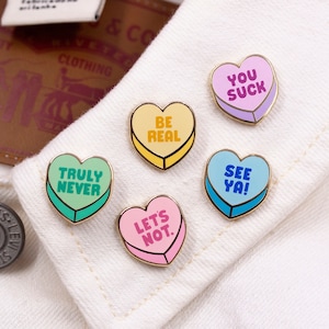 Sassy candy heart pins | cute sarcastic sugar enamel pin | candy sugar brooch | sugar candy funny statement